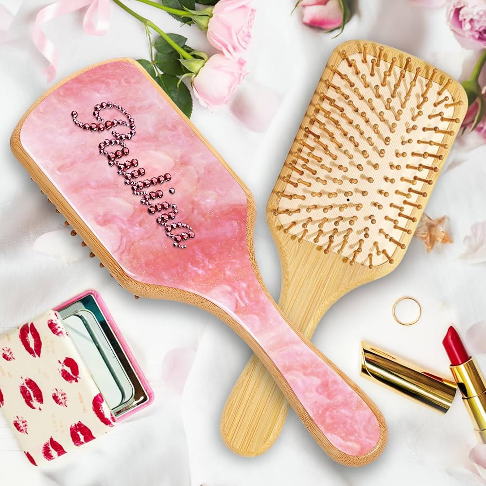 Hair Brushes for Women,Personalized Rhinestone Hair Brush with Name,Custom Marble Hairbrush,Handm... | Amazon (US)