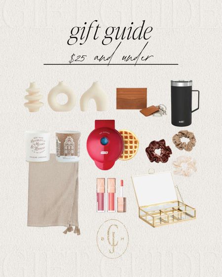 Cella Jane gift guide $25 and under. For really anyone on your list! Vase set, card case, insulated mug, candle set, throw blanket, dash waffle maker, lip set, scrunchies, gold jewelry box  

#LTKstyletip #LTKGiftGuide #LTKHoliday
