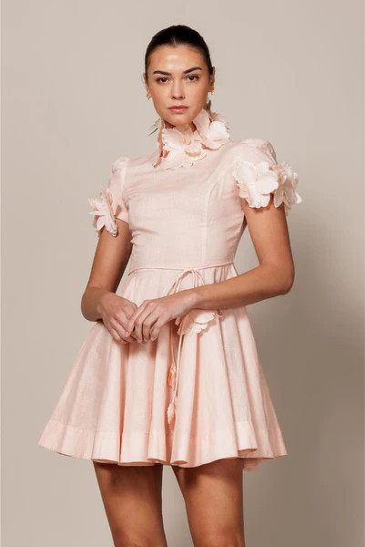 PRE-ORDER ONLY! Rosalia 3D FLoral Mock Neck Skater Dress | Pippa & Pearl