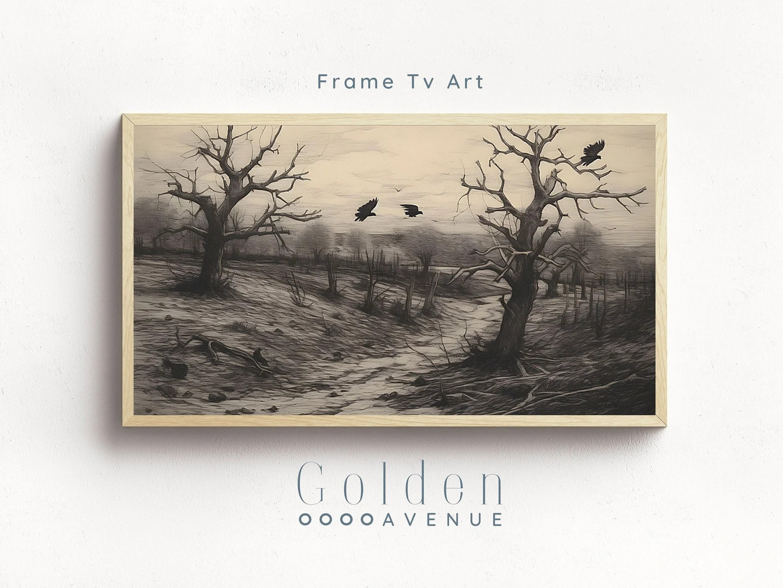 Frame TV Art Halloween Crows Fall Digital Download, Spooky Black & White Autumn Charcoal Download... | Etsy (US)