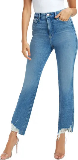 Good Curve High Waist Frayed Straight Leg Jeans | Nordstrom