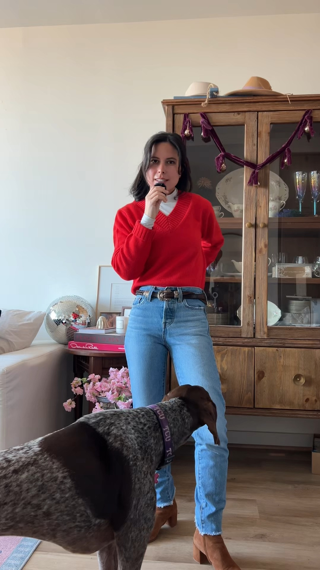 Winter outfit idea: red reformation cashmere sweater, petite friendly Levi’s, vintage belt, Margaux boots, Loewe 001 perfume #winteroutfit #ootd #winteroutfitideas #petitefashion #reformation

#LTKWatchNow #LTKFindsUnder100 #LTKStyleTip