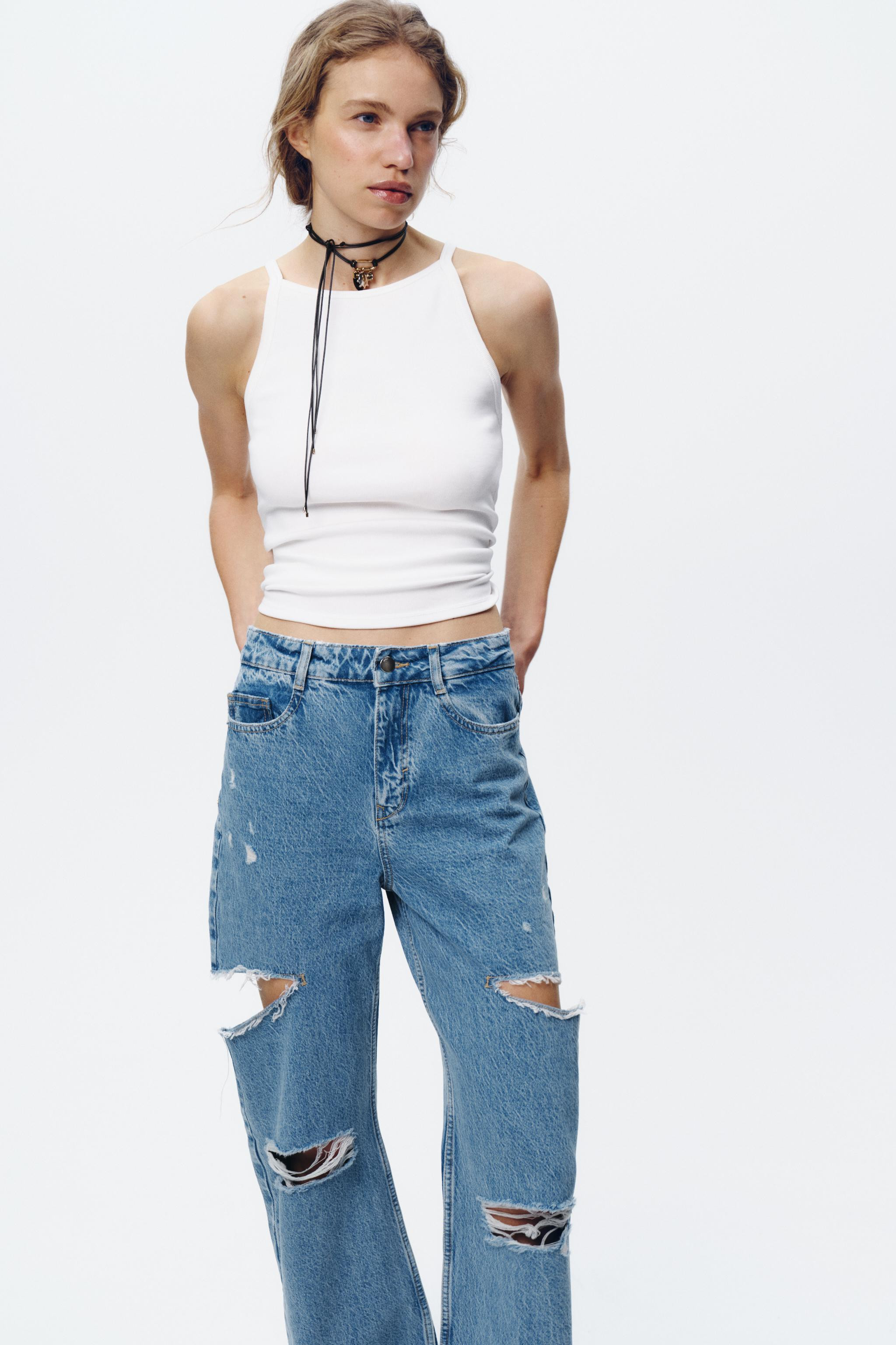 HIGH WAIST - STRAIGHT LEG High-waisted jeans with five pockets. Washed effect. Straight leg with ... | Zara US