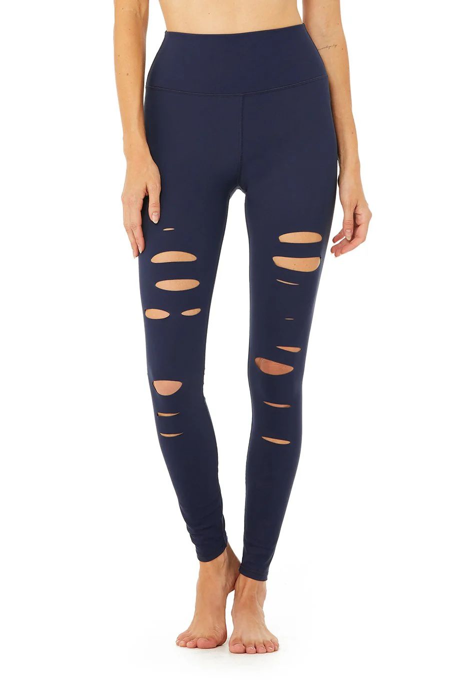 Alo YogaÂ® | High-Waist Ripped Warrior Legging in Rich Navy, Size: XS | Alo Yoga