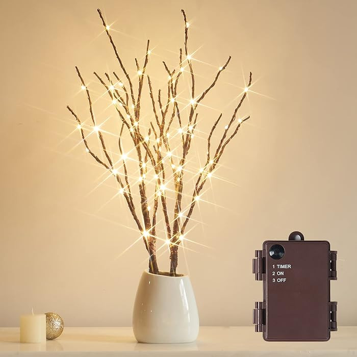 Fudios Lighted Branches with Timer 70 LED Fairy Lights 18in Battery Operated, Willow Branches wit... | Amazon (US)