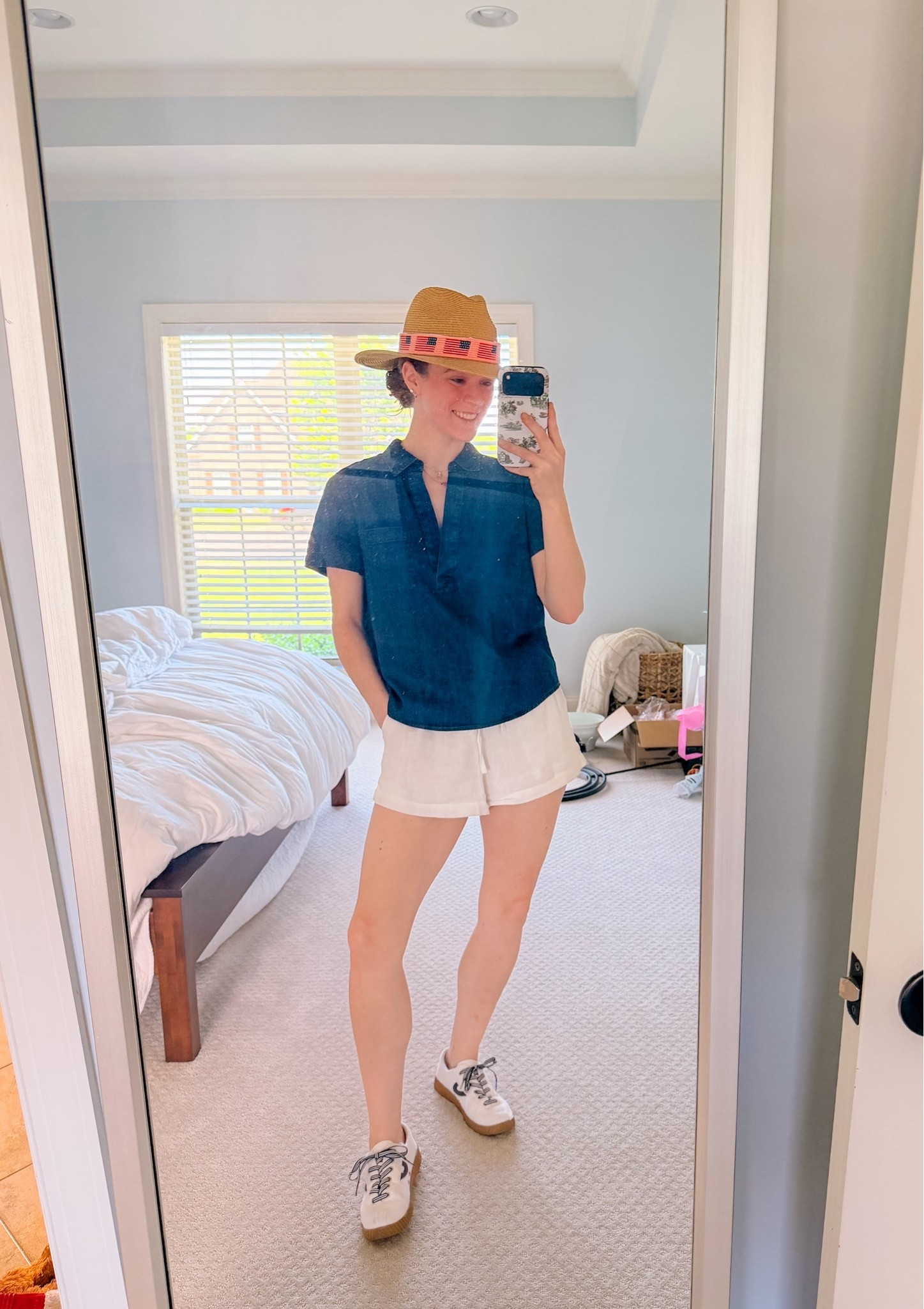 Day-after-facial, gotta wear a hat!! Yall know how much I adore my sun hats in the summer, and this one is perfect as we creep up to Memorial Day! The hat is from @Tuckernuck - and I needlepointed the hat band myself!!

#LTKootd