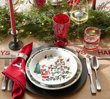 Christmas in the Country Santa Stoneware Salad Plates - Mixed Set of 4 | Pottery Barn (US)