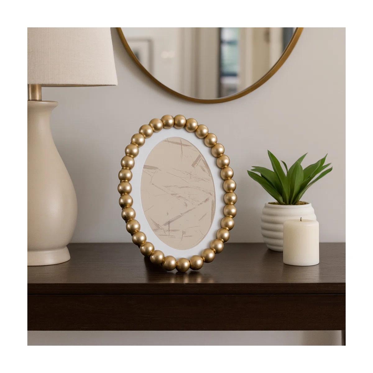 Decorative Oval Beaded Photo Frame - Minimalist Picture Frame For Wall Decor - Perfect For Entryw... | Wayfair North America