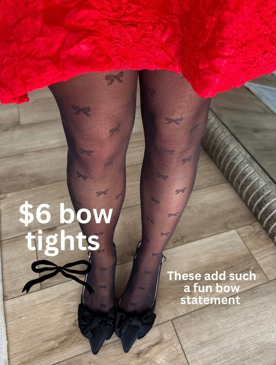The cutest festive accessory under $10! 🎀✨ These sheer bow tights from Walmart instantly elevate any holiday outfit. Whether you’re styling them with velvet dresses, heels, or chic skirts, they add the sweetest touch of feminine detail without being too bold.

They’re comfortable, subtly glam, and so perfect for Christmas parties, date nights, and NYE looks. If you’ve been wanting a fun statement tight that still feels classy… these are it!

#WalmartFashion #WalmartFinds #HolidayOutfitIdeas #FestiveStyle #BowTights #AffordableFashion #Under10Finds #ChristmasOutfitInspo #LTKHoliday #LTKunder10 #HolidayAccessories