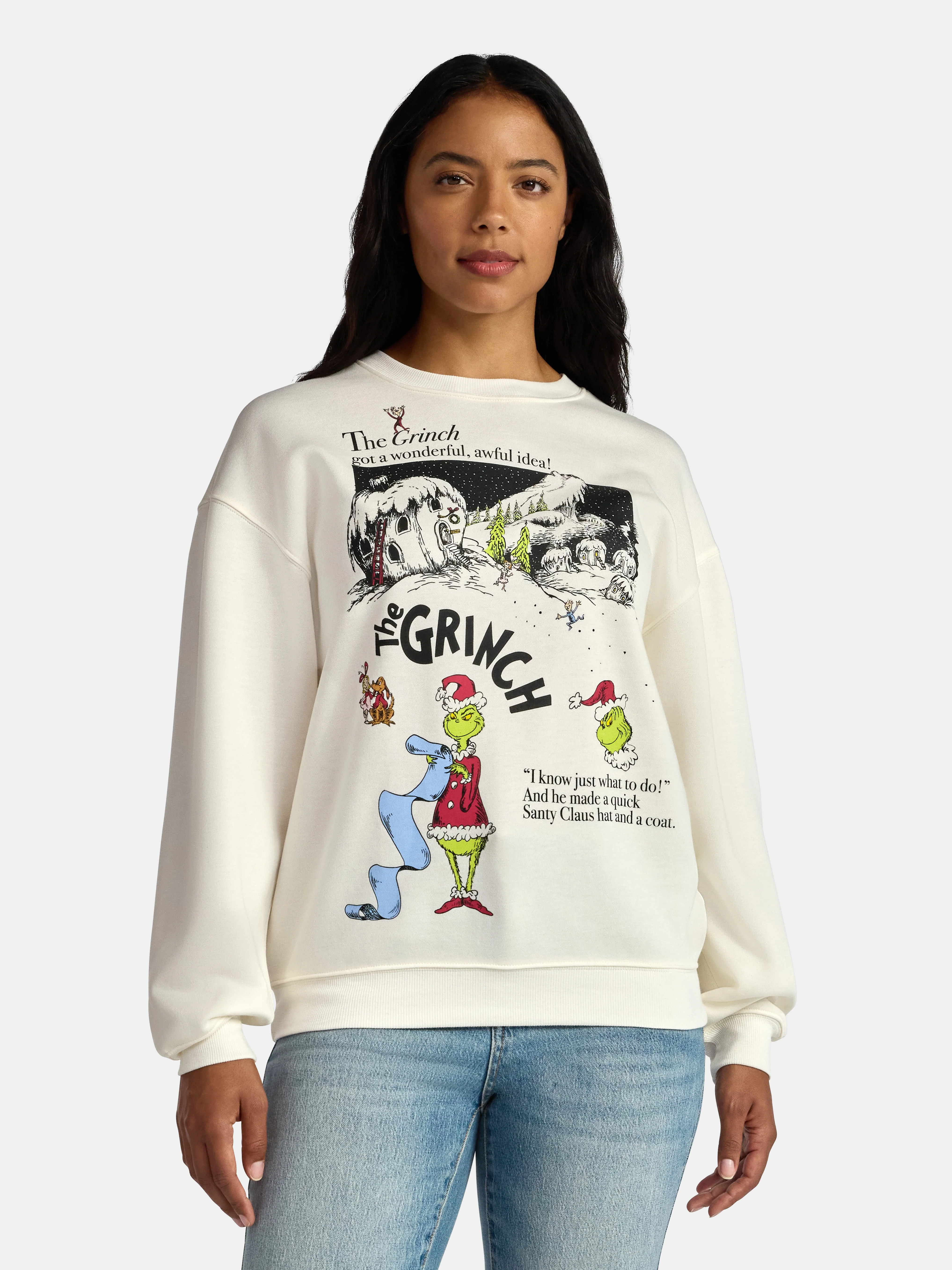 The Grinch Women's Front Back Whoville Graphic Fleece Sweatshirt with Long Sleeves, Sizes XXS-XXL | Walmart (US)