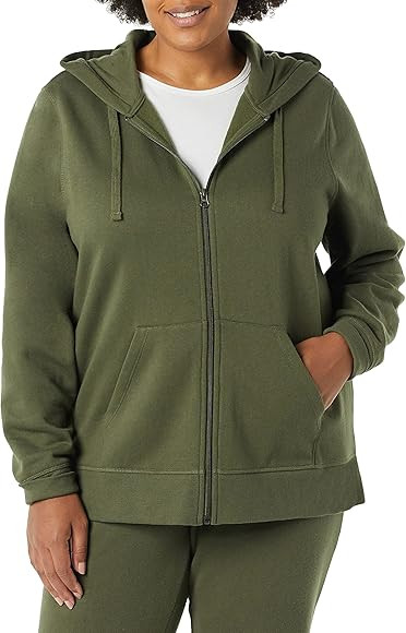 Amazon Essentials Women's French Terry Fleece Full-Zip Hoodie (Available in Plus Size) | Amazon (US)