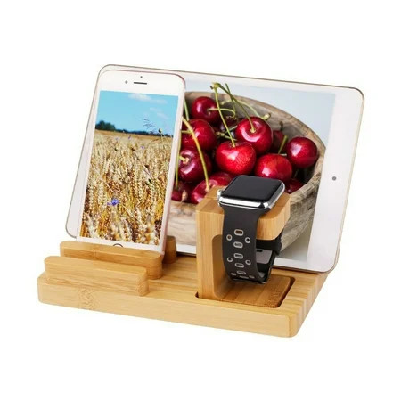 Trexonic Bamboo 4-Port Apple Watch and Iphone Charging Stand with 3 Device Slots and Pen Holder | Walmart (US)