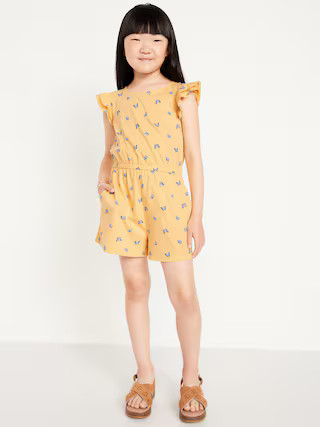 Short-Sleeve Ruffle Textured Romper for Girls | Old Navy (US)