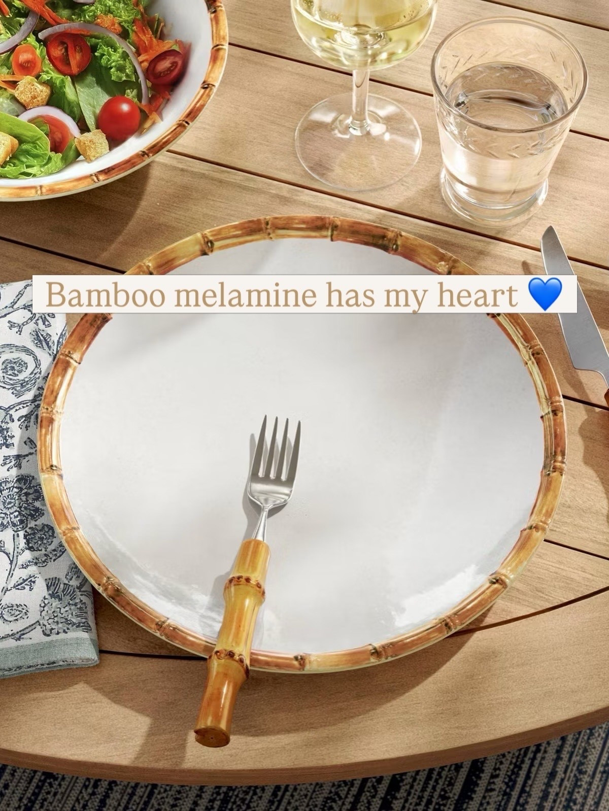 Target has the best secret dropout right now with these bamboo melamine plates perfect for hosting gatherings outside.