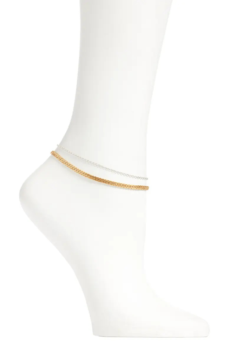 Herringbone Chain Anklet Set | Nordstrom | Nordstrom