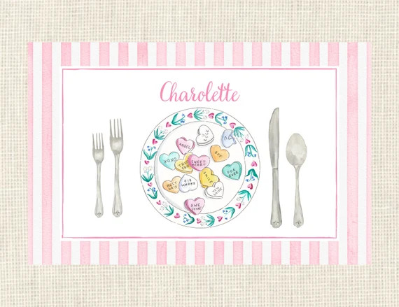 Personalized Valentine's Day Place Setting Placemat / Valentine Placemat | Etsy (US)