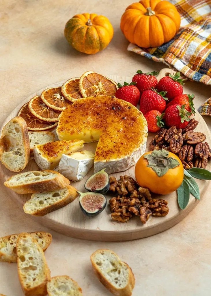 Brie Brulee 

Ingredients
CHEESE
* Brie
* Humboldt Fog
PRODUCE
* Raspberries
* Figs
* Persimmon
* Blueberries
* Strawberries
CARBS
* Crostinis
* Crackers
ACCOUTREMENTS
* Pecans
* Walnuts
* Fresh Sage
* Dried Citrus
FOR BRÛLÉE
* Sugar

#LTKSeasonal #LTKHoliday #LTKHome