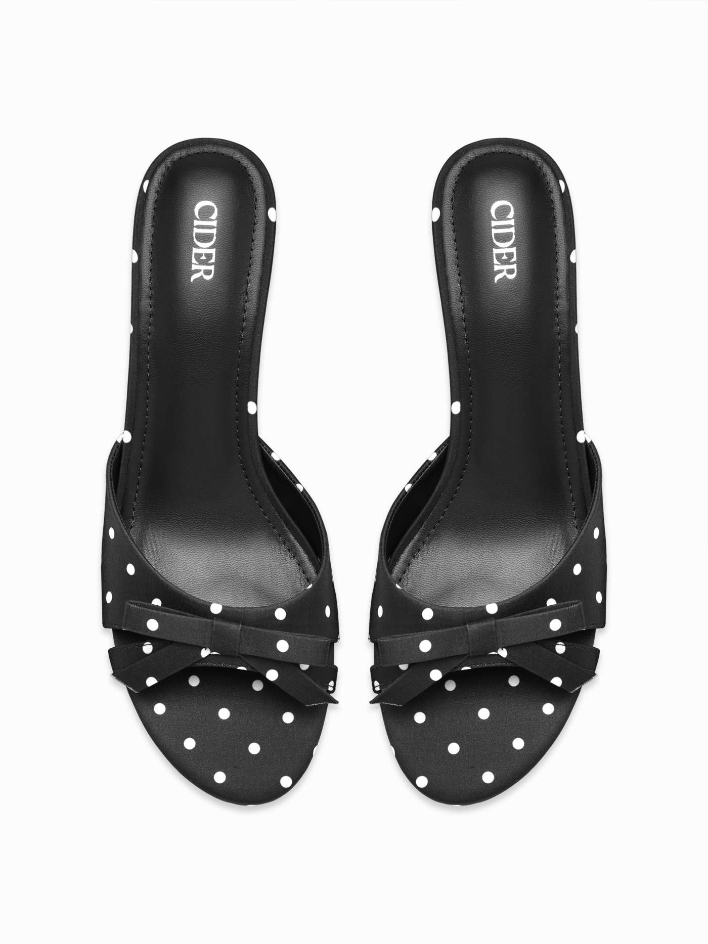 POLKA DOT & BOWKNOT MID HEEL SANDALS | Cider