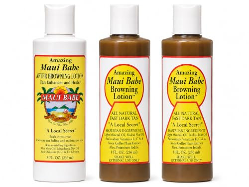 Maui Babe Tanning Pack (2 Browning Lotions 8 oz, 1 After Browning Lotion 8 oz), (Pack of 3) | Amazon (US)