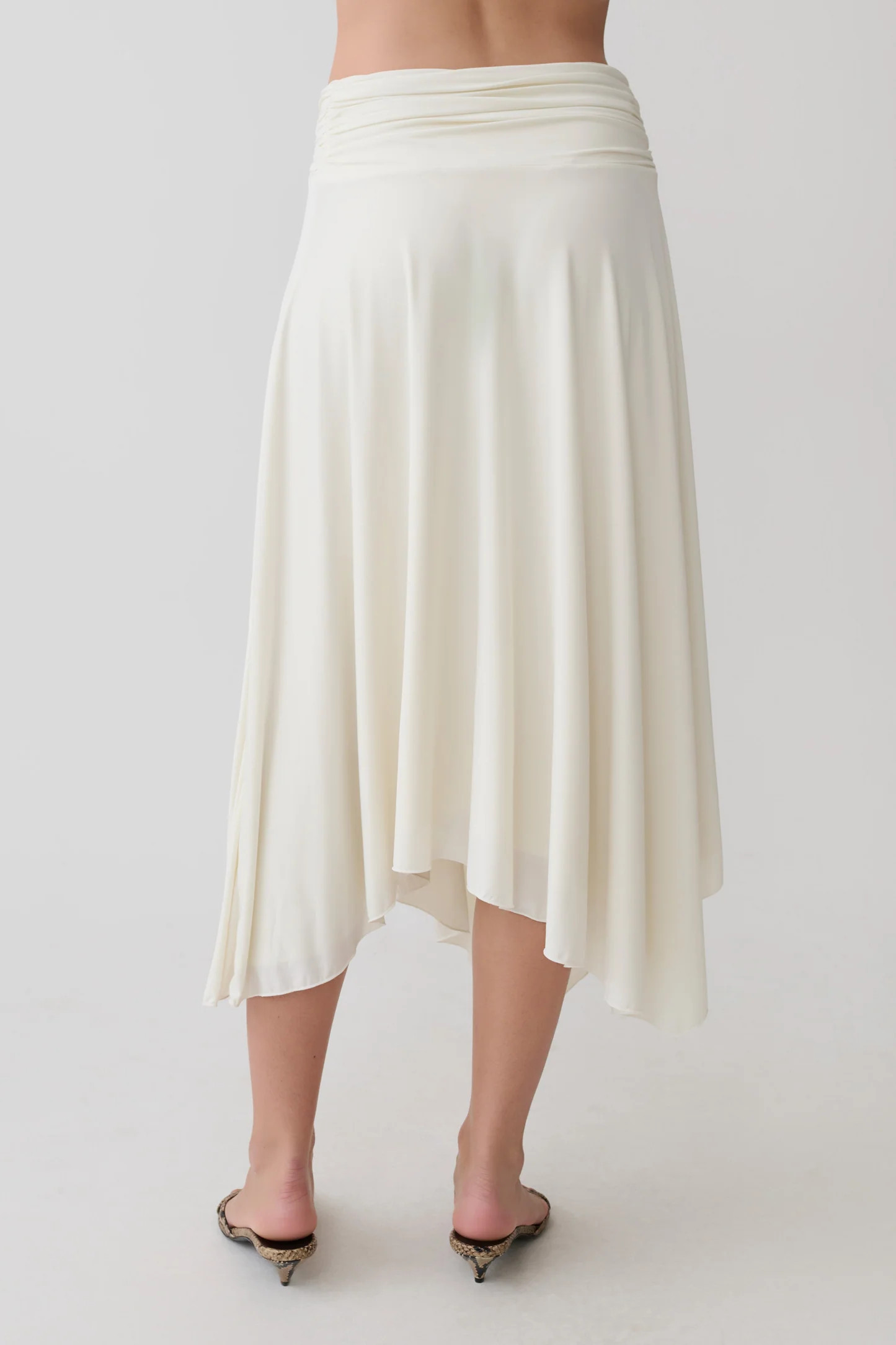 Luu Slinky Midi Skirt - Ivory | Meshki UK