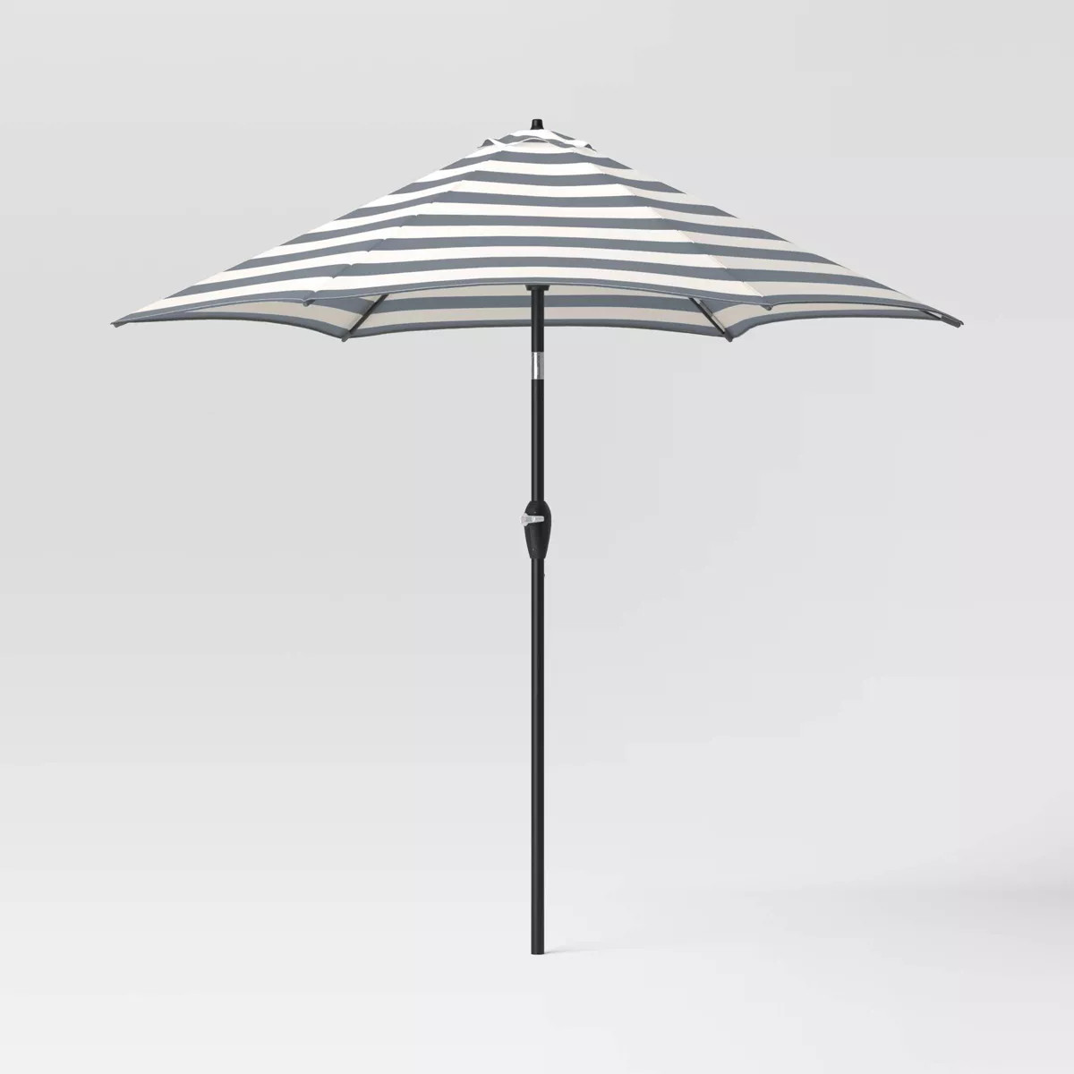 9' Round Cabana Stripe Outdoor Patio Market Umbrella Black with Black Pole - Threshold™ | Target