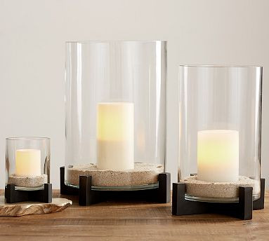 Brooks Cross Bar Hurricane Candle Holder | Pottery Barn (US)
