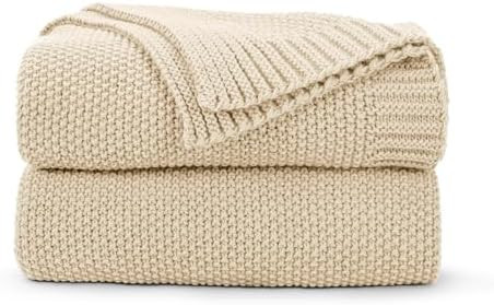 CozeCube Beige Throw Blanket for Couch, Soft Cozy Cable Knit Throw for Bed Sofa Living Room, Ligh... | Amazon (US)