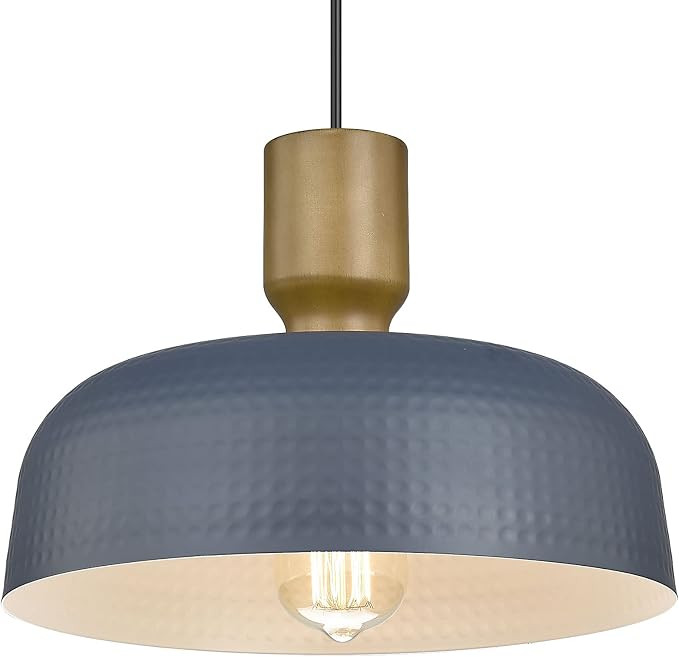 Farmhouse Pendant Lights, Adjustable Hanging Light Fixtures with Hammered Metal Shade, 12.4 inch ... | Amazon (US)