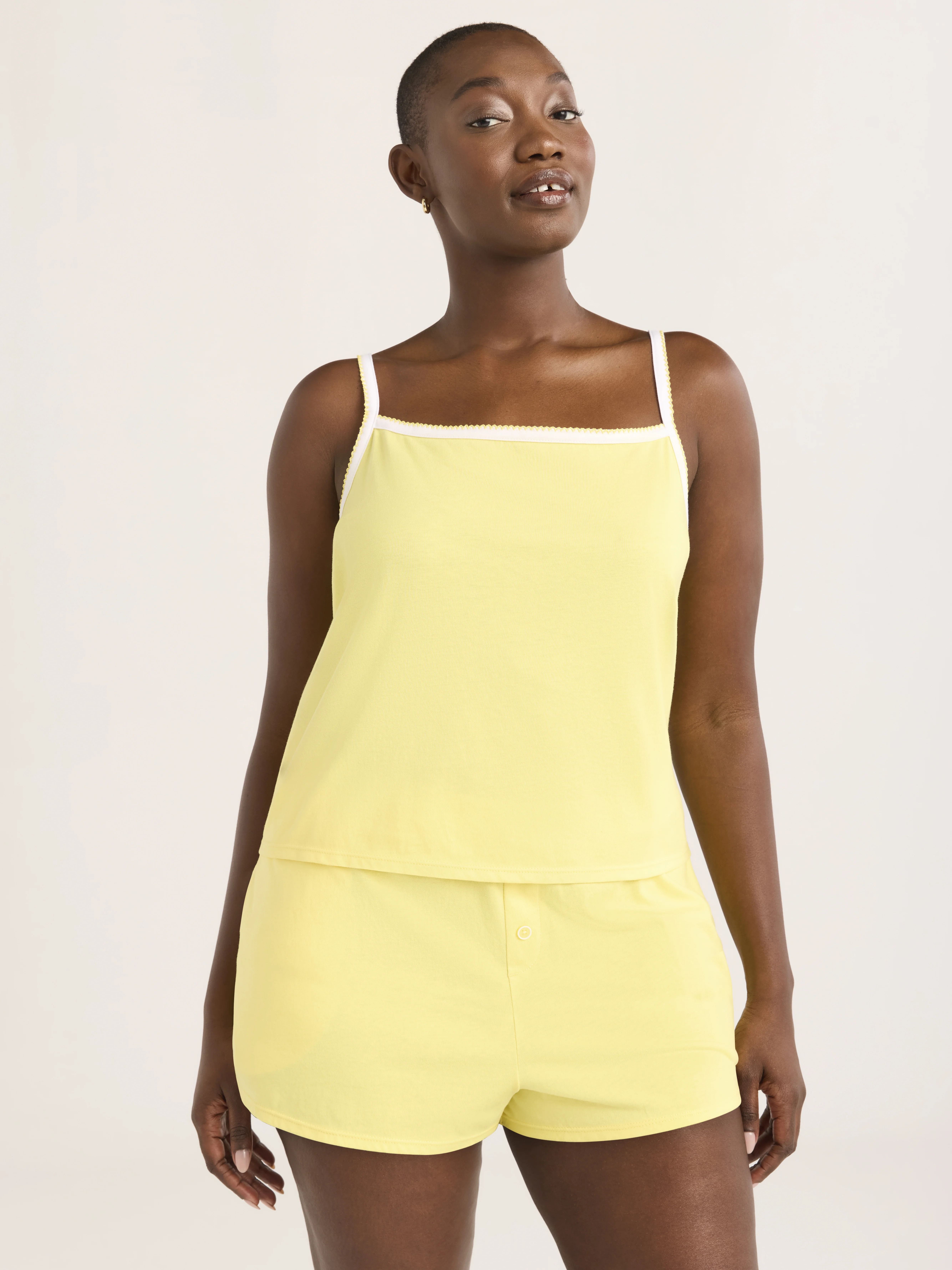 Joyspun Women's Jersey Picot Cami Top and Shorts Pajama Set, 2-Piece, Sizes XS-3X | Walmart (US)