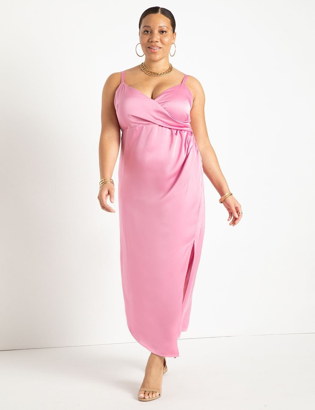 Satin Wrap Dress | Women's Plus Size Dresses | ELOQUII | Eloquii
