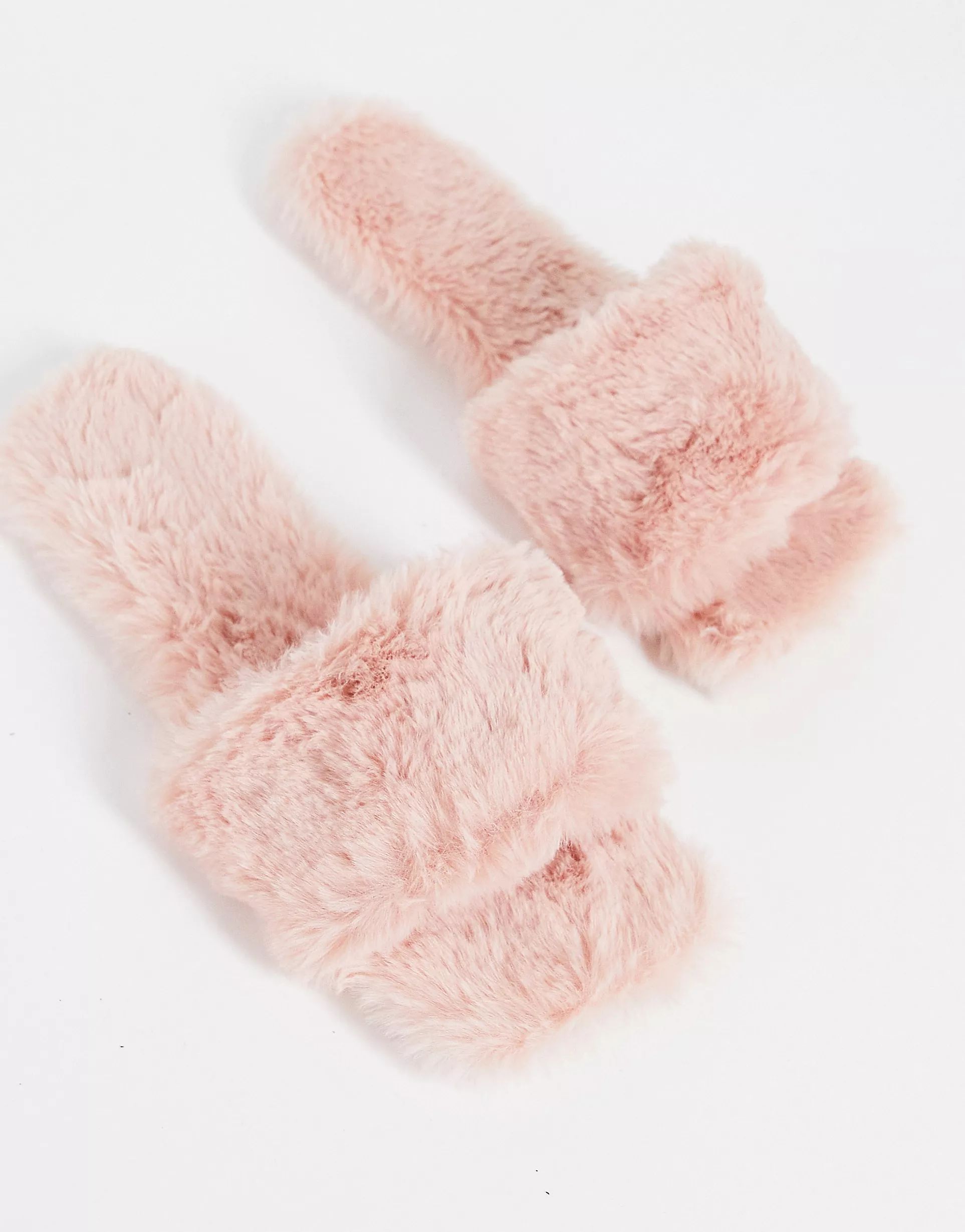 Loungeable square toe fluffy slippers in pink | ASOS (Global)