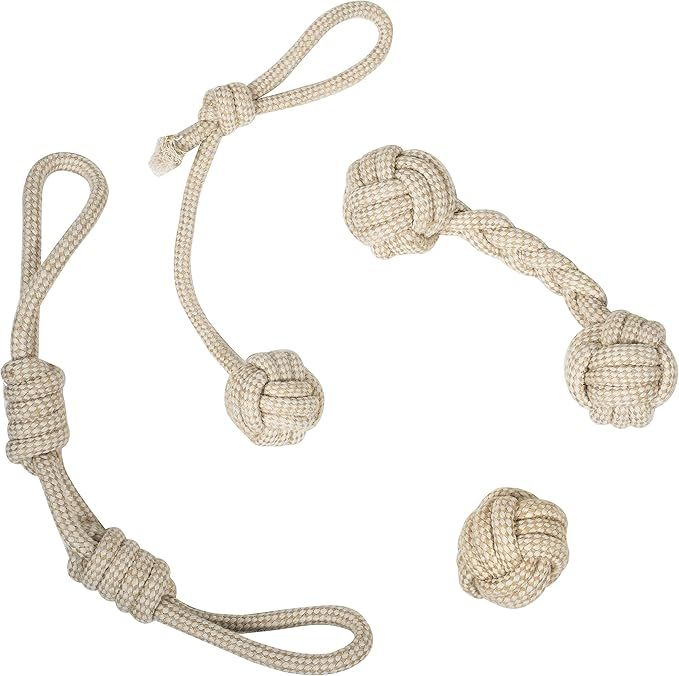 Franklin Pet Supply- Natural Rope Dog Toys - 4 Pack - Hemp- Play Fetch- Tug of War - Dog Teething... | Amazon (US)