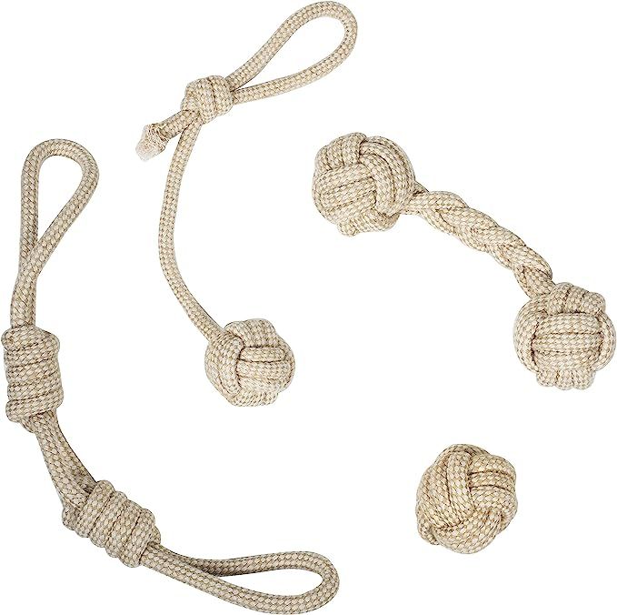 Franklin Pet Supply- Natural Rope Dog Toys - 4 Pack - Hemp- Play Fetch- Tug of War - Dog Teething... | Amazon (US)