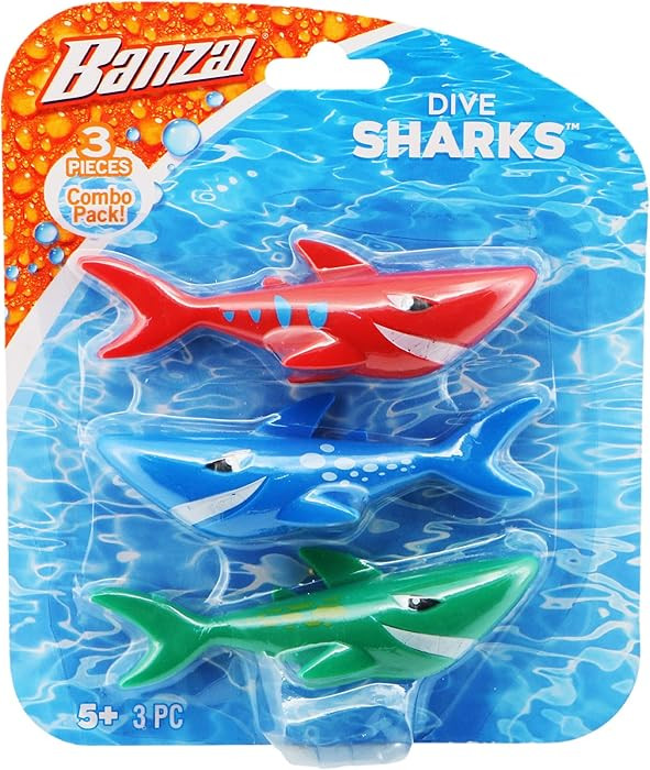BANZAI 3 Piece Dive Sharks Pool Toys On Blister Card | Amazon (US)