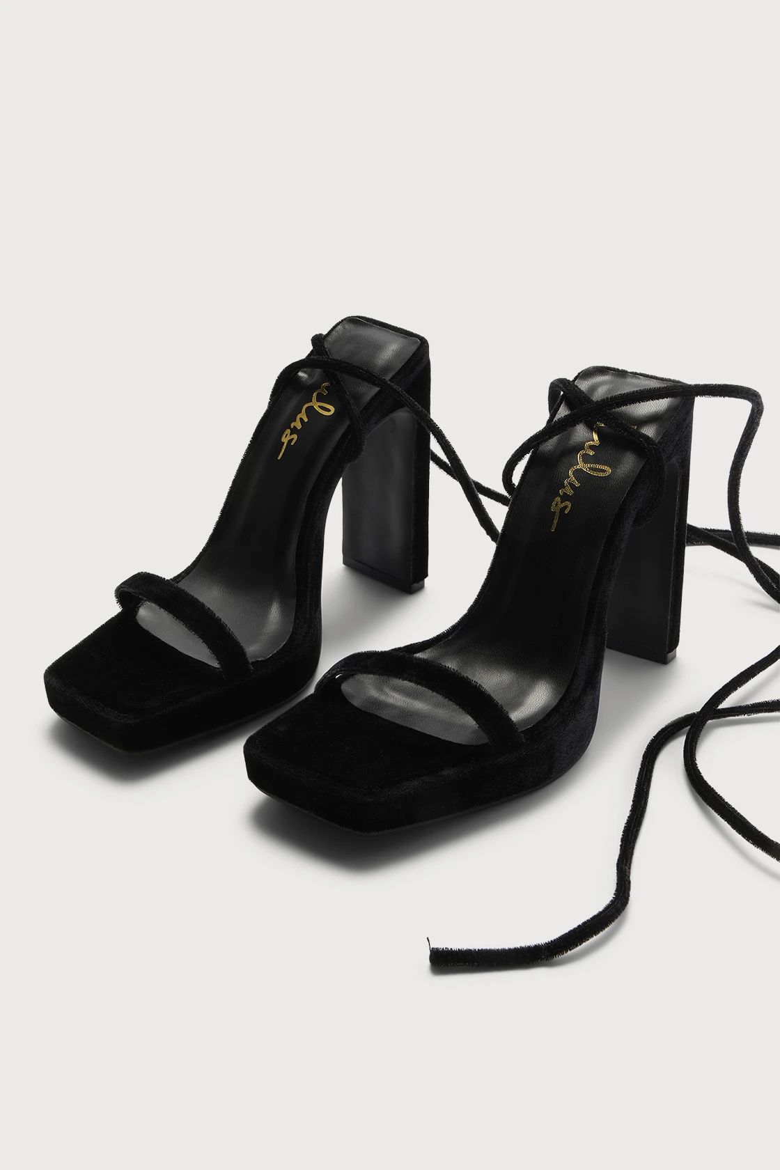 Guesty Black Velvet Lace-Up High Heel Sandals | Lulus
