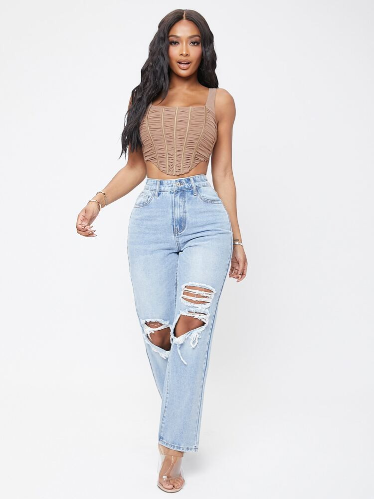 SHEIN SXY High Waist Ripped Jeans | SHEIN
