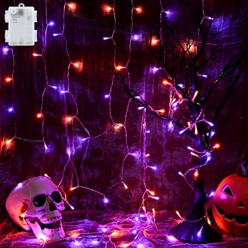 Cshare Halloween String Lights Battery Operated With Timer, Orange and Purple Outdoor 9.8ft 30LED, Decorations for Party Yard Pathway Indoor Outdoor | Amazon (US)