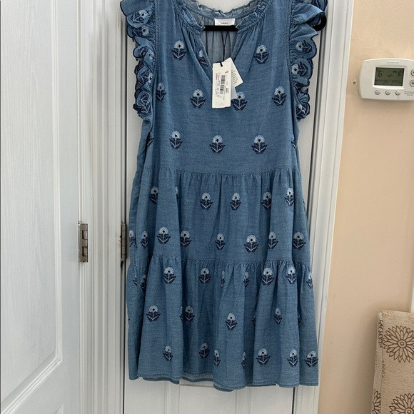 A Loves A Blue Ruffled Dress with Embroidery | Poshmark