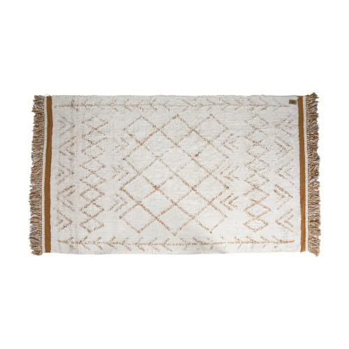 Creative Co-Op Natural & Mustard 4' x 6' Cotton Tufted Rug with Fringe | Amazon (US)