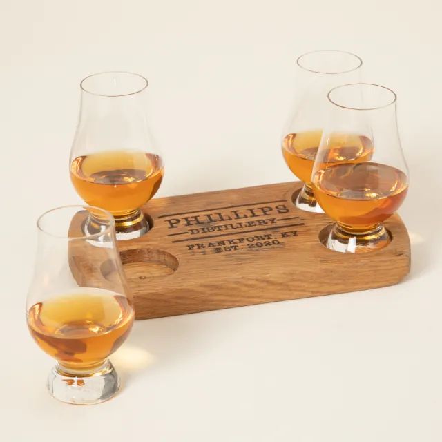 Personalized Bourbon Barrel Flight with Glasses | UncommonGoods