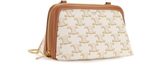 Clutch with chain in Triomphe canvas and lambskin - CELINE | 24S US