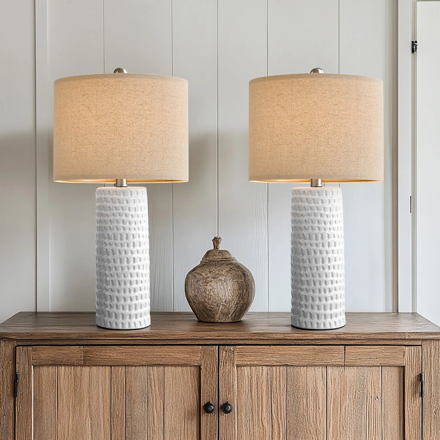 Anazagene 24＂Modern Ceramic Table Lamp Set, Suitable For Living Room, Bedroom, Office (Set of 2... | Wayfair North America