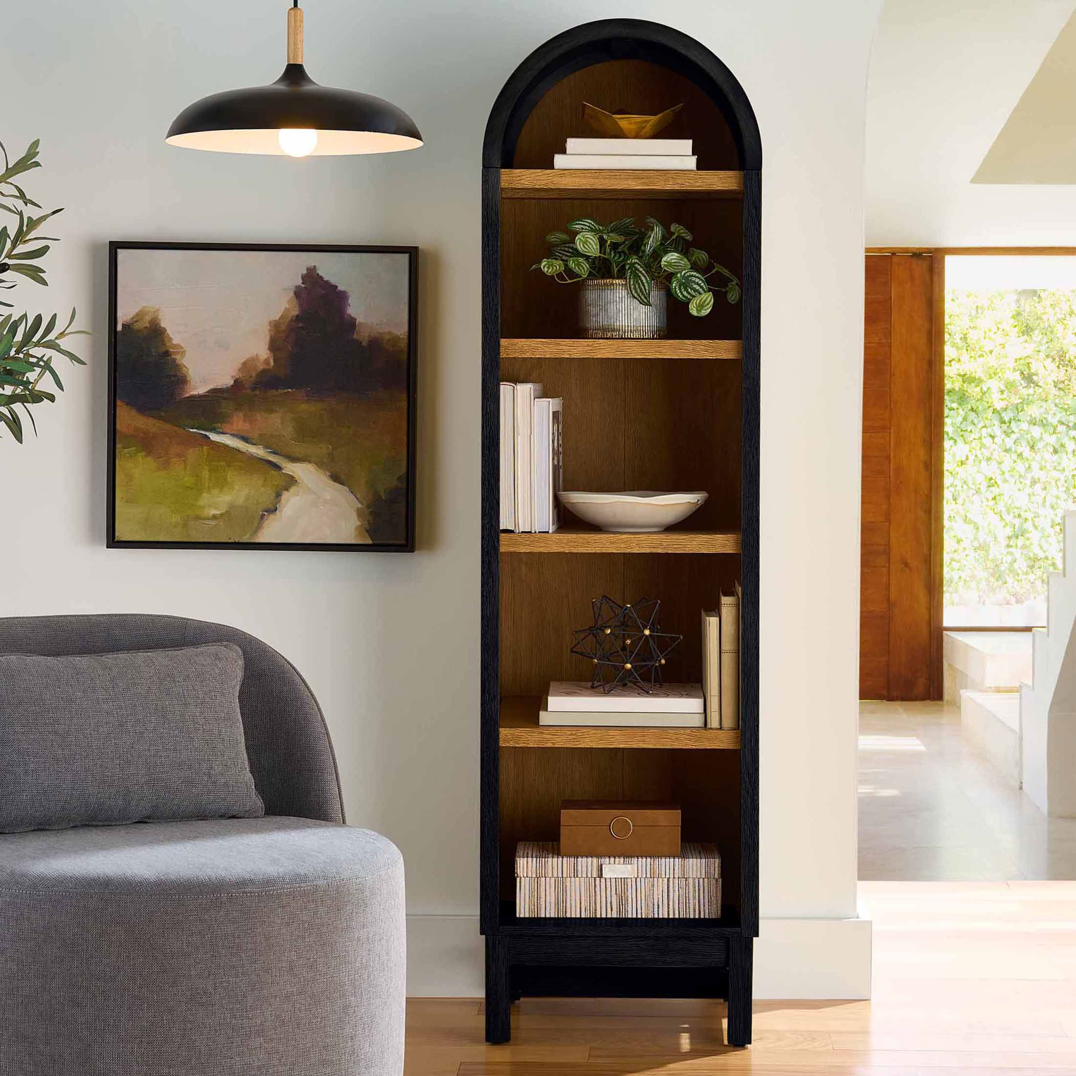 Better Homes & Gardens Juliet Narrow Arch Bookcase, Rich Black Finish - Walmart.com | Walmart (US)