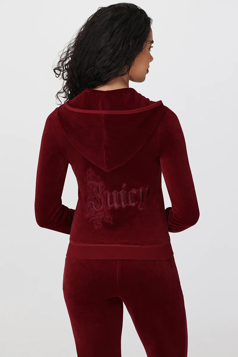 Monogram Heritage Cotton Velour Hoodie | Juicy Couture