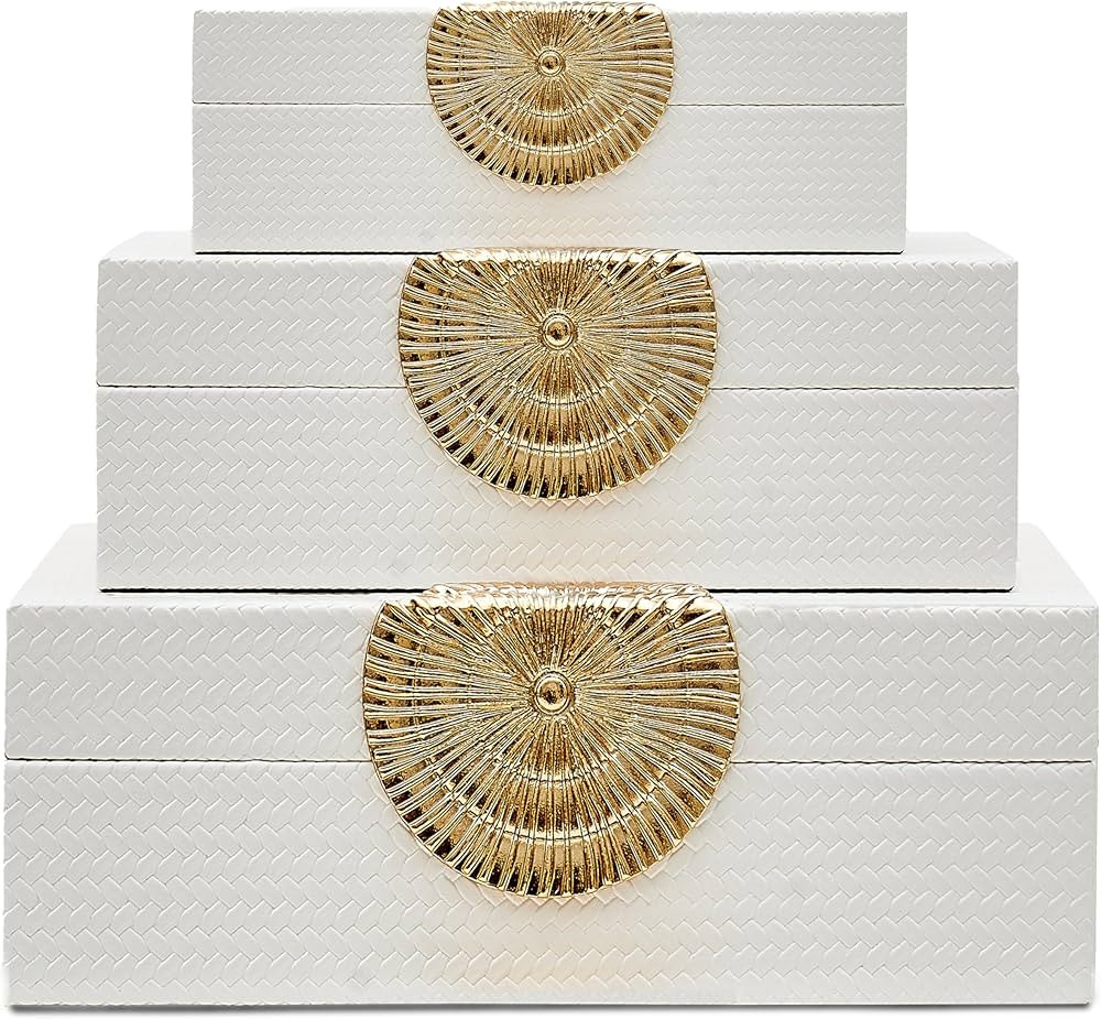 Faux Leather Decorative Boxes - Pack of 3 Decorative Boxes, Modern Decorative Box, Stackable Deco... | Amazon (US)