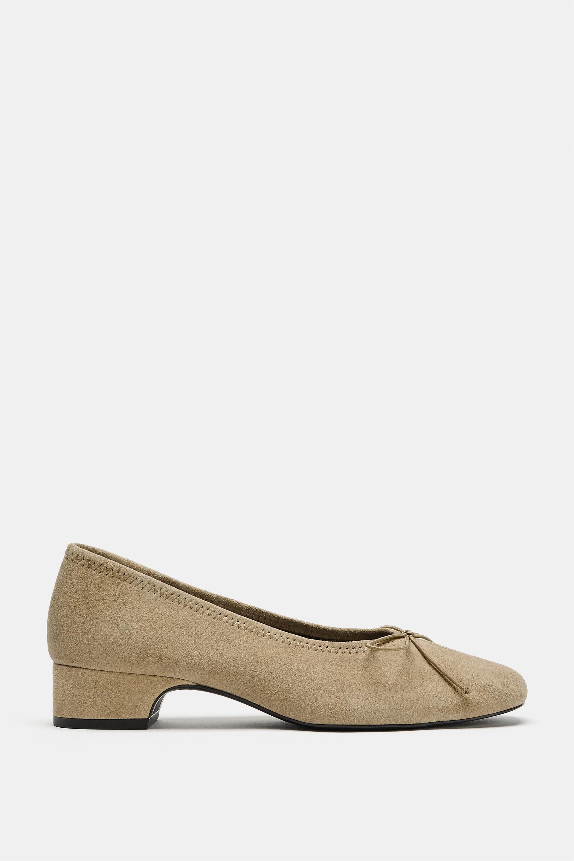 SUEDE HEELED BALLET FLATS | Zara US