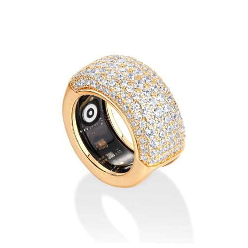 PAVOI 14K Gold Plated Pave Smart Ring Cover for Women - Statement Band - Yellow Gold, Size 6 | Amazon (US)
