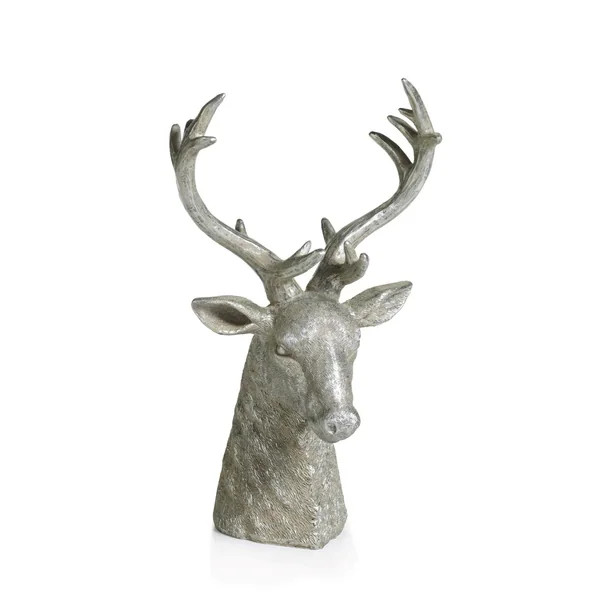 14" Tall Stag Head Tabletop Sculpture Christmas Figurine, Silver | Bed Bath & Beyond
