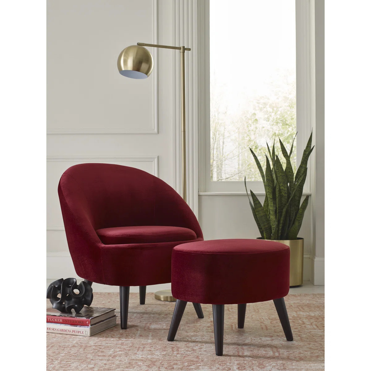 Nico 27" Wide Velvet Armchair and Ottoman | Wayfair North America