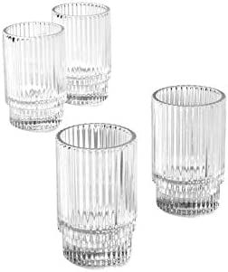 Serene Spaces Living Set of 4 Short Clear Ribbed Glass Votive Holder, Perfect for Weddings and Ho... | Amazon (US)